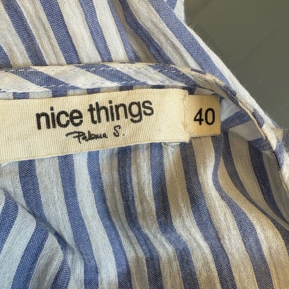 Nice Things Paloma S. White Blue French Striped Cotton Blouse women's Medium - Picture 7 of 12
